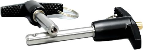 1Piece T-Shaped Stainless Steel Ball Head Locking pin, Safety pin Handle Stop pin, Bolt Steel Ball Quick Release pin with Lanyard Cable (12x80mm) in Kuwait