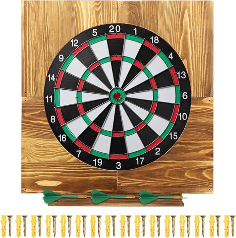 Wood Dartboard Wall Mount Dartboard Surround Wall Protector Dart Board Accessories Outdoor Dart Board Set Waterproof Dart Board Stand For 18" Dartboard Cricket Games Adults Gifts (No Dartboard & Dart) in Saudi Arabia