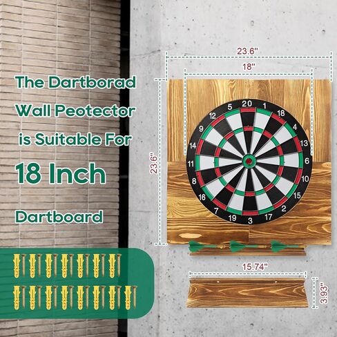 Wood Dartboard Wall Mount Dartboard Surround Wall Protector Dart Board Accessories Outdoor Dart Board Set Waterproof Dart Board Stand For 18" Dartboard Cricket Games Adults Gifts (No Dartboard & Dart) in Saudi Arabia