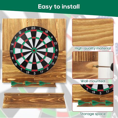 Wood Dartboard Wall Mount Dartboard Surround Wall Protector Dart Board Accessories Outdoor Dart Board Set Waterproof Dart Board Stand For 18" Dartboard Cricket Games Adults Gifts (No Dartboard & Dart) in Saudi Arabia