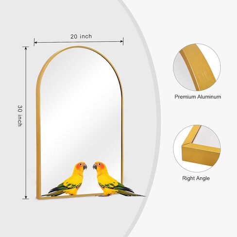 مرآة حائط مقوسة مقاس 20 × 30 بوصة، مرآة مثبتة على الحائط على شكل قوس ذهبي للحمام، مرآة بإطار معدني ذهبي حديث لغرفة النوم in Kuwait