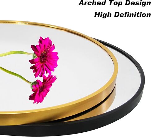 مرآة حائط مقوسة مقاس 20 × 30 بوصة، مرآة مثبتة على الحائط على شكل قوس ذهبي للحمام، مرآة بإطار معدني ذهبي حديث لغرفة النوم in Kuwait