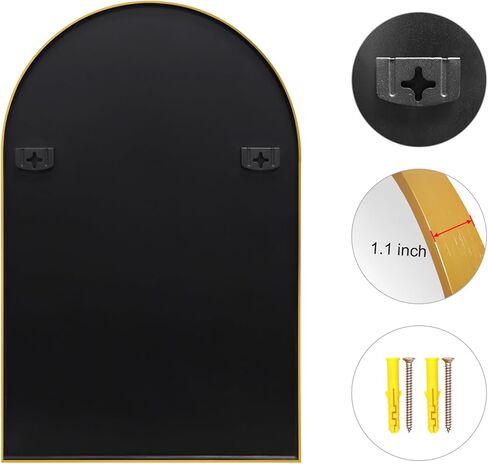 مرآة حائط مقوسة مقاس 20 × 30 بوصة، مرآة مثبتة على الحائط على شكل قوس ذهبي للحمام، مرآة بإطار معدني ذهبي حديث لغرفة النوم in Kuwait