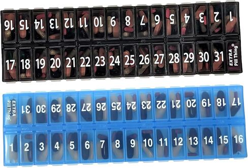 AM PM 31 Day Once-a Day Monthly Pill Planner Organizers - Large Compartment Pill Boxes Store Medications for Entire Month Plus Compartment for Extra Pills (AM/PM) (Am/Pm Black & Yellow) in Saudi Arabia