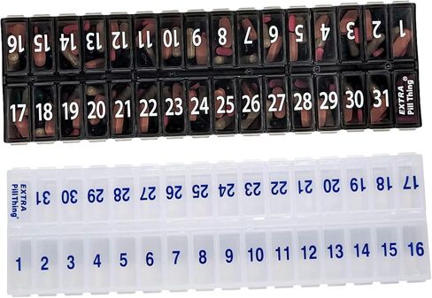 AM PM 31 Day Once-a Day Monthly Pill Planner Organizers - Large Compartment Pill Boxes Store Medications for Entire Month Plus Compartment for Extra Pills (AM/PM) (Am/Pm Black & Yellow) in Saudi Arabia
