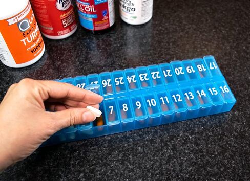 AM PM 31 Day Once-a Day Monthly Pill Planner Organizers - Large Compartment Pill Boxes Store Medications for Entire Month Plus Compartment for Extra Pills (AM/PM) (Am/Pm Black & Yellow) in Saudi Arabia