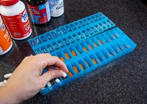 AM PM 31 Day Once-a Day Monthly Pill Planner Organizers - Large Compartment Pill Boxes Store Medications for Entire Month Plus Compartment for Extra Pills (AM/PM) (Am/Pm Black & Yellow) in Saudi Arabia