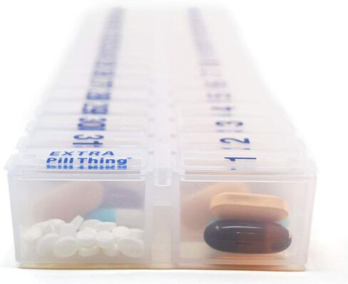 AM PM 31 Day Once-a Day Monthly Pill Planner Organizers - Large Compartment Pill Boxes Store Medications for Entire Month Plus Compartment for Extra Pills (AM/PM) (Am/Pm Black & Yellow) in Saudi Arabia