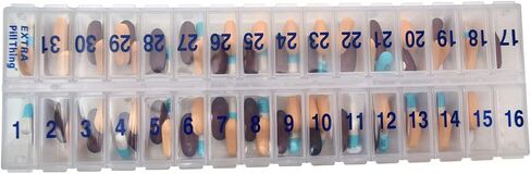 AM PM 31 Day Once-a Day Monthly Pill Planner Organizers - Large Compartment Pill Boxes Store Medications for Entire Month Plus Compartment for Extra Pills (AM/PM) (Am/Pm Black & Yellow) in Saudi Arabia