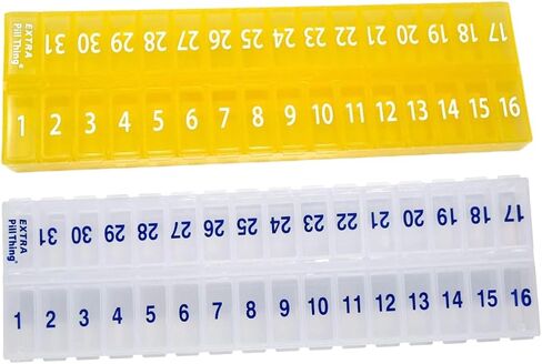 AM PM 31 Day Once-a Day Monthly Pill Planner Organizers - Large Compartment Pill Boxes Store Medications for Entire Month Plus Compartment for Extra Pills (AM/PM) (Am/Pm Black & Yellow) in Saudi Arabia