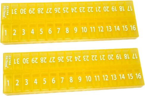 AM PM 31 Day Once-a Day Monthly Pill Planner Organizers - Large Compartment Pill Boxes Store Medications for Entire Month Plus Compartment for Extra Pills (AM/PM) (Am/Pm Black & Yellow) in Saudi Arabia