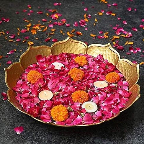 Pack of 5 Gold Lotus Urli Bowl for Water Floating Flowers Pot and Tea Light Candles Holder, Traditional Metal Bowl for Wedding Pooja Home Office Table Diwali Decoration in Saudi Arabia