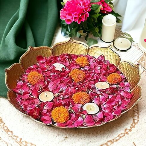 Pack of 5 Gold Lotus Urli Bowl for Water Floating Flowers Pot and Tea Light Candles Holder, Traditional Metal Bowl for Wedding Pooja Home Office Table Diwali Decoration in Saudi Arabia