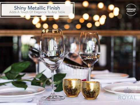 حامل شموع شموع صغيرة من الزجاج الزئبقي من Royal Imports، ديكور أنيق على شكل فقاعات دائرية، توهج مرقط دائري غير مملوء لحفلات الزفاف، ذهبي، مجموعة من 12 قطعة in Kuwait