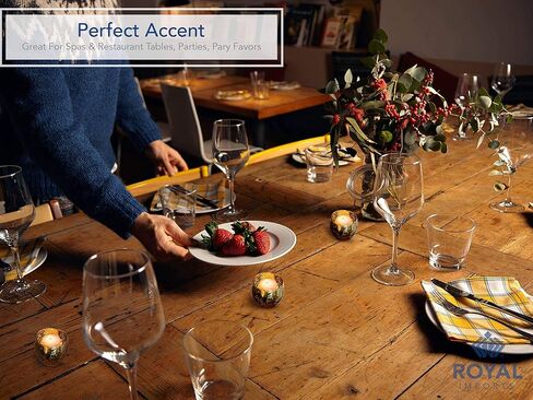 حامل شموع شموع صغيرة من الزجاج الزئبقي من Royal Imports، ديكور أنيق على شكل فقاعات دائرية، توهج مرقط دائري غير مملوء لحفلات الزفاف، ذهبي، مجموعة من 12 قطعة in Kuwait