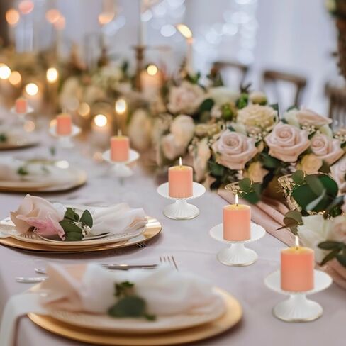 Sziqiqi Candle Plates for Wedding Centerpieces - Pillar Candle Holder Set of 2 for Decorative White Candle Trays for Tealights Scented Candle Jar in Saudi Arabia