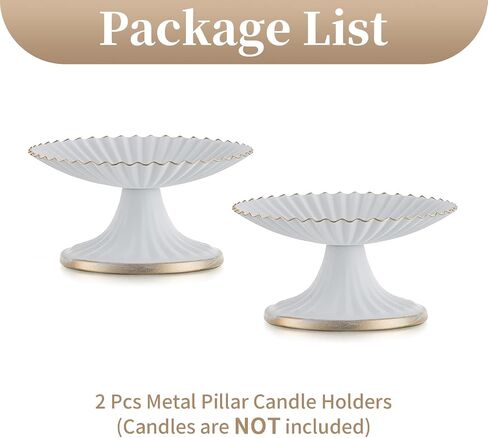 Sziqiqi Candle Plates for Wedding Centerpieces - Pillar Candle Holder Set of 2 for Decorative White Candle Trays for Tealights Scented Candle Jar in Saudi Arabia