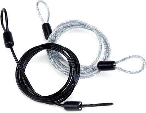 Antrader 2 Pack Outdoor Travel Security Cable Lock,100CM/3.28ft 3mm Safety Cable Wire Double Loop,Black+Silver in Saudi Arabia