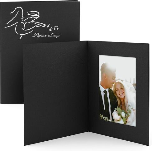 Golden State Art, Pack of 50, 4x6 Photo Folders, Cardboard Picture Frame, Paper Photo Frame Cards, Greetings/Invitation Cards, Special Events: Graduation, Christmas, Wedding (Black) in Saudi Arabia