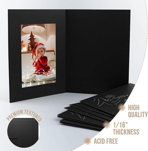 Golden State Art, Pack of 50, 4x6 Photo Folders, Cardboard Picture Frame, Paper Photo Frame Cards, Greetings/Invitation Cards, Special Events: Graduation, Christmas, Wedding (Black) in Saudi Arabia