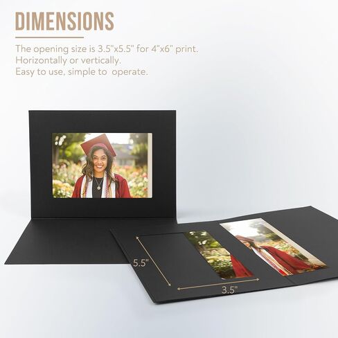 Golden State Art, Pack of 50, 4x6 Photo Folders, Cardboard Picture Frame, Paper Photo Frame Cards, Greetings/Invitation Cards, Special Events: Graduation, Christmas, Wedding (Black) in Saudi Arabia