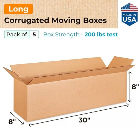 صناديق متحركة مموجة طويلة من DL Packaging مقاس 76.2 سم طولًا × 20.32 سم عرضًا × 20.32 سم ارتفاعًا (عبوة من 5 قطع) - اختيار ممتاز لصناديق التعبئة القوية للشحن عبر USPS وUPS وFedEx - صناديق من الورق المقوى سهلة إعادة التدوير للتغليف in Kuwait