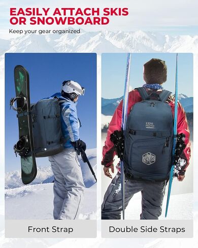 KEMIMOTO Ski Boot Bag 60L, Padded Ski Bags for Air Travel, Waterproof Snowboard Boot Bag & Helmet Backpack with 4 Breathable Copper Holes, Snow Gear Bag for Skiing Equipment in Saudi Arabia