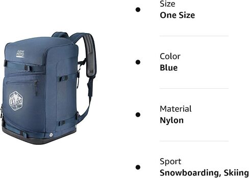 KEMIMOTO Ski Boot Bag 60L, Padded Ski Bags for Air Travel, Waterproof Snowboard Boot Bag & Helmet Backpack with 4 Breathable Copper Holes, Snow Gear Bag for Skiing Equipment in Saudi Arabia
