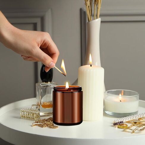 شموع معطرة عنبر الباتشولي للرجال - شمعة عطرية - شموع رجالية للمنزل - شمعة رجالية - شموع شمع الصويا طويلة الاشتعال، برطمان كهرمان in Saudi Arabia