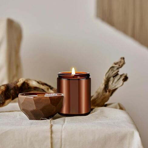 شموع معطرة عنبر الباتشولي للرجال - شمعة عطرية - شموع رجالية للمنزل - شمعة رجالية - شموع شمع الصويا طويلة الاشتعال، برطمان كهرمان in Saudi Arabia