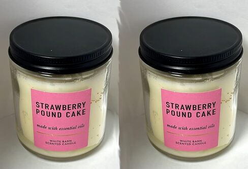 Bath and Body Works 2 Piece Pack (7oz/198g ) White Barn Strawberry Pound Cake Single Wick Scented Candle in Saudi Arabia