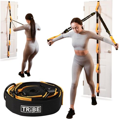 Door Anchor for Resistance Bands - Adjustable Resistance Band Door Anchor with 5 Loops & Metal Rings, Durable Nylon Door Strap for Full-Body Workouts in Saudi Arabia