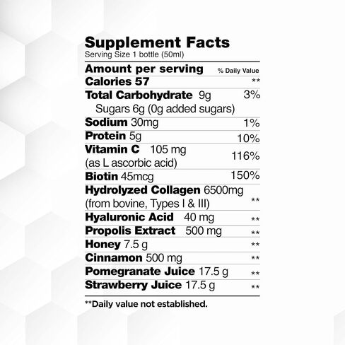 مشروب الكولاجين السائل من BEE and You مع فيتامين C، ومستخلص البروبوليس، وحمض الهيالورونيك، والبيوتين، ويعزز صحة البشرة والشعر والأظافر والمفاصل، 1.69 أونصة سائلة. أوقية × 12 حزمة in Kuwait