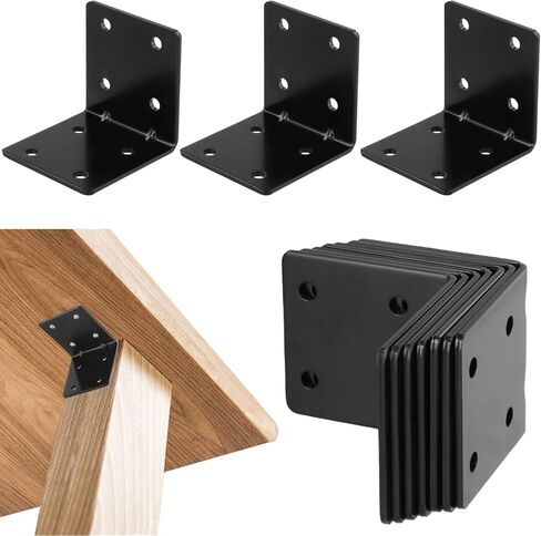 yeesport L دعامات الزاوية اليمنى، 10 قطع دعامات زاوية من سبائك الصلب لتعزيز الأثاث، 2.75 × 2.75 × 2.59 بوصة، مثبت دعم زاوية عالي التحمل للأرفف والطاولات والخزائن، أقصى حمولة 110 رطل in Kuwait