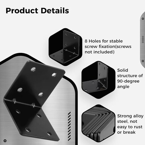 yeesport L دعامات الزاوية اليمنى، 10 قطع دعامات زاوية من سبائك الصلب لتعزيز الأثاث، 2.75 × 2.75 × 2.59 بوصة، مثبت دعم زاوية عالي التحمل للأرفف والطاولات والخزائن، أقصى حمولة 110 رطل in Kuwait