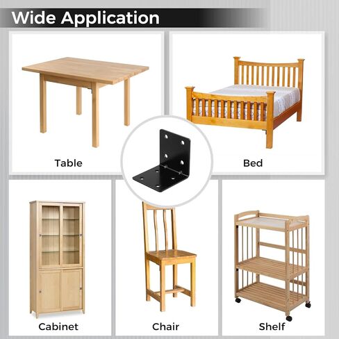 yeesport L دعامات الزاوية اليمنى، 10 قطع دعامات زاوية من سبائك الصلب لتعزيز الأثاث، 2.75 × 2.75 × 2.59 بوصة، مثبت دعم زاوية عالي التحمل للأرفف والطاولات والخزائن، أقصى حمولة 110 رطل in Kuwait