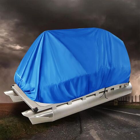 Boat Cover Dark Blue 21-24FT PEVA Heavy Duty Rain Snow Dust Resistant Protection, Fishing Boat, Runabout, Bass Boat, Waterproof Trailerable Heavy Duty Pontoon Beam Width 102, N-F8-010671-S in Saudi Arabia