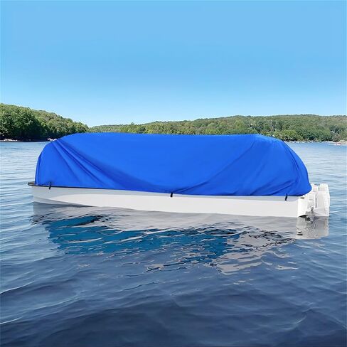 Boat Cover Dark Blue 21-24FT PEVA Heavy Duty Rain Snow Dust Resistant Protection, Fishing Boat, Runabout, Bass Boat, Waterproof Trailerable Heavy Duty Pontoon Beam Width 102, N-F8-010671-S in Saudi Arabia