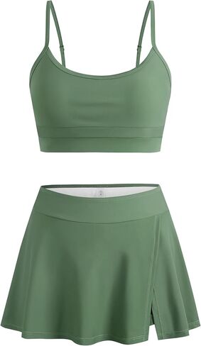 ZAFUL النساء عالية الخصر بيكيني مجموعات اللون كتلة قطعتين ملابس السباحة رياضي رفع ثوب السباحة مع السباحة التنانير ملابس السباحة in Kuwait