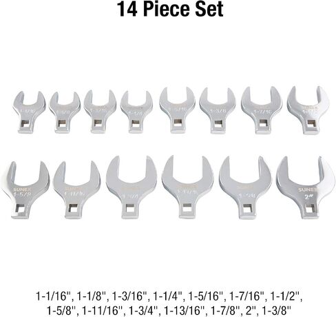 SUNEX TOOLS 9721 1/2" Drive Fractional Jumbo Straight Crowfoot Wrench Set, 14-Piece in Saudi Arabia