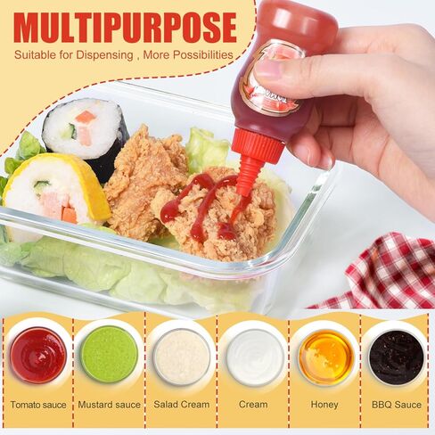 زجاجة كاتشب صغيرة من سوبيتو لصندوق الغداء 40 مل (1.4 أونصة) زجاجات ضغط مضادة للتسرب وقابلة لإعادة الاستخدام وموزعات صلصة العسل المحمولة للأطفال البالغين، 6 قطع in Kuwait