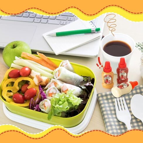 زجاجة كاتشب صغيرة من سوبيتو لصندوق الغداء 40 مل (1.4 أونصة) زجاجات ضغط مضادة للتسرب وقابلة لإعادة الاستخدام وموزعات صلصة العسل المحمولة للأطفال البالغين، 6 قطع in Kuwait