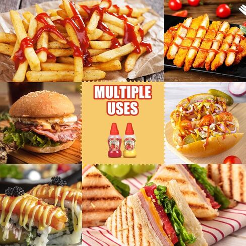 زجاجة كاتشب صغيرة من سوبيتو لصندوق الغداء 40 مل (1.4 أونصة) زجاجات ضغط مضادة للتسرب وقابلة لإعادة الاستخدام وموزعات صلصة العسل المحمولة للأطفال البالغين، 6 قطع in Kuwait