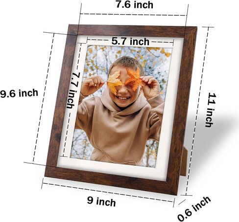 8x10 Picture Frame, Display Photos 6x8 with Mat or 8x10 without Mat, Poster Frame for Wall and Tabletop, Brown in Saudi Arabia