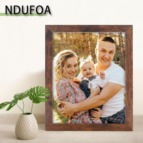 8x10 Picture Frame, Display Photos 6x8 with Mat or 8x10 without Mat, Poster Frame for Wall and Tabletop, Brown in Saudi Arabia