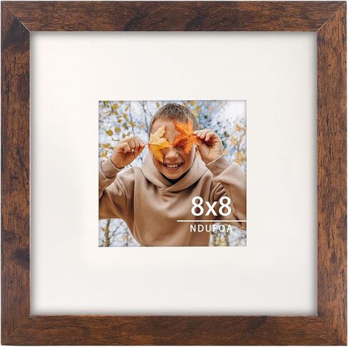 8x10 Picture Frame, Display Photos 6x8 with Mat or 8x10 without Mat, Poster Frame for Wall and Tabletop, Brown in Saudi Arabia