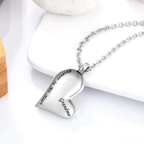Skew Heart Cremation Urn Ashes Necklace Forever in My Heart Stainless Steel Keepsake Waterproof Memorial Pendant in Saudi Arabia