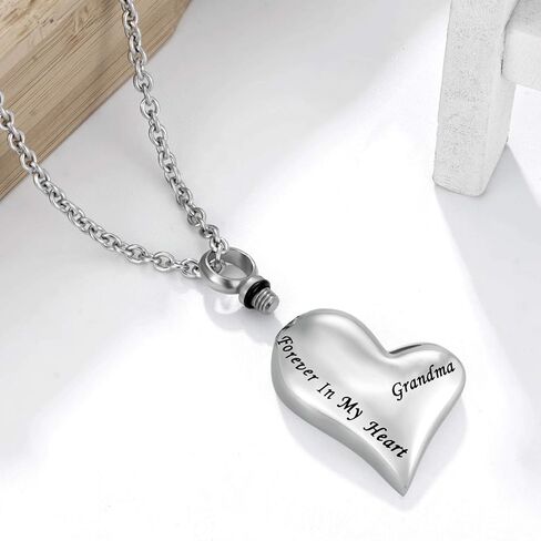 Skew Heart Cremation Urn Ashes Necklace Forever in My Heart Stainless Steel Keepsake Waterproof Memorial Pendant in Saudi Arabia