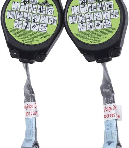 Peakworks Fall Protection Dual Self Retracting Lifeline (SRL) مع حزام، 2 خطاف حديد التسليح/الشكل، بطول 6 أقدام، أسود/أخضر، V845526006LE in Kuwait