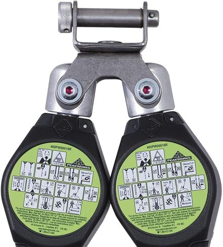 Peakworks Fall Protection Dual Self Retracting Lifeline (SRL) مع حزام، 2 خطاف حديد التسليح/الشكل، بطول 6 أقدام، أسود/أخضر، V845526006LE in Kuwait